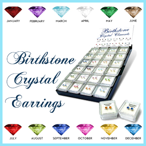 925 STERLING SILVER BIRTHSTONE EARRING BOXED DISPLAY